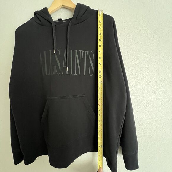 ALLSAINTS Mens Monochrome Big Logo Hoodie Size Medium Black - Picture 4 of 6
